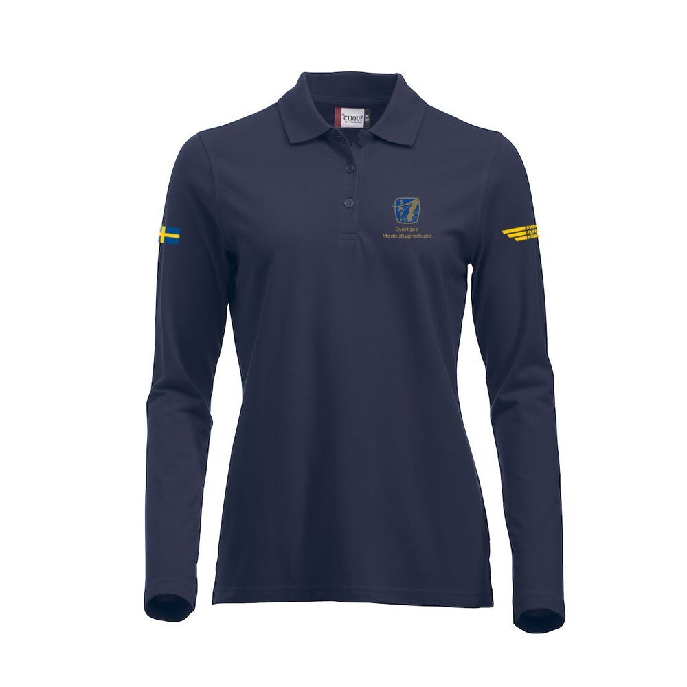 Classic Långärmad Piké Dam Mörk marin